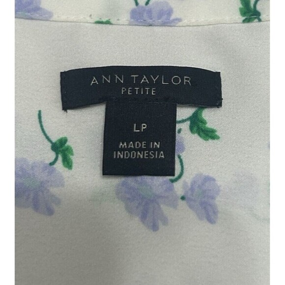Ann Taylor Sleeveless Essential Button Down White Floral Top Large Petit (12/14) - Picture 7 of 8